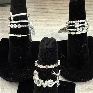 10 Teen Elegant Silver and Pink Gemstone Ring Set.